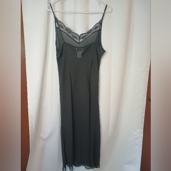 Vintage Y2K Ice Slip Dress Size 10 Lace Black Sheer Whimsigoth Feminine - Picture 4 of 11